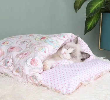 Japanese Style Cat Sleeping Bag Cat Beds KittyNook Cute Cupcakes S 45x30cm